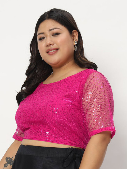 studio rasa Embellished Round Neck Crop Top - Image 4