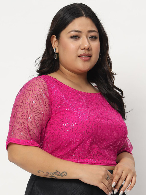 studio rasa Embellished Round Neck Crop Top - Image 3