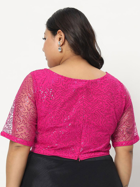 studio rasa Embellished Round Neck Crop Top - Image 5