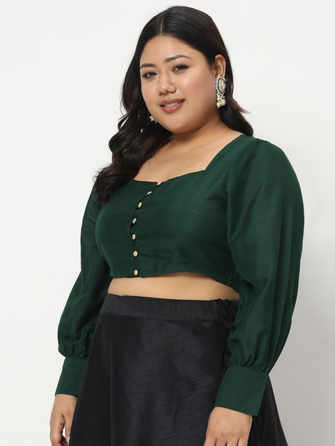 studio rasa Plus Size Button Down Crop Top - Image 4