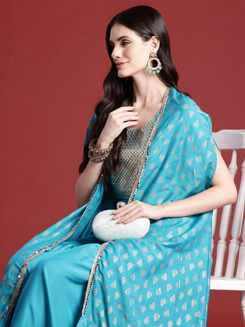 Anouk Printed Crop Top & Sharara Ethnic Co-ords with Shrug - Image 8