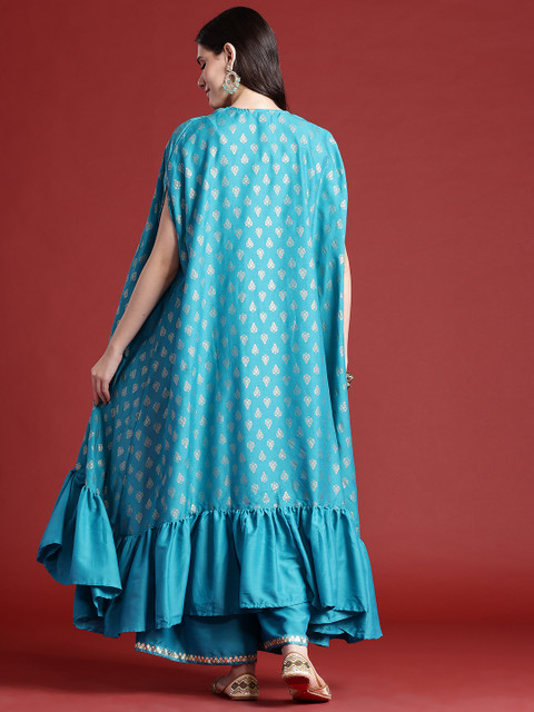 Anouk Printed Crop Top & Sharara Ethnic Co-ords with Shrug - Image 7