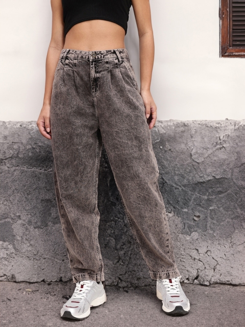 The Roadster Life Co. Women Slouchy Fit Crinkle texture Faded Jeans