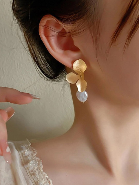 YouBella Gold-Plated Beaded Drop Earrings - Image 4