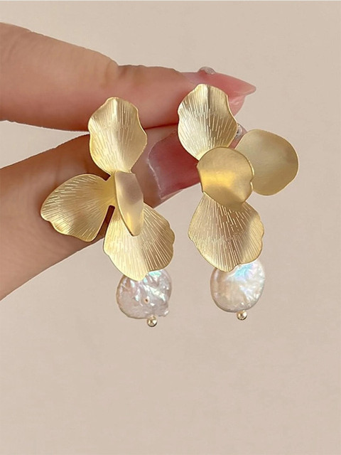 YouBella Gold-Plated Beaded Drop Earrings - Image 7