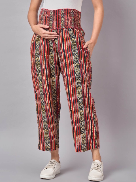 Mine4Nine Women Floral Printed Original Mom Fit Maternity Trouser