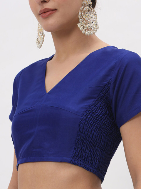 studio rasa Solid V-Neck Smocked Crop Top - Image 2