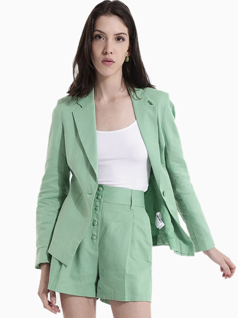 RAREISM SAVRIKO PRIMARY GREEN Single-Breasted Casual Blazer