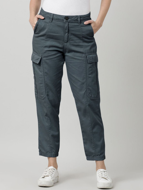 IVOC Women Panelled Cotton Cargo Trousers
