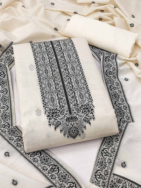 Peachmode Floral Woven Design Pure Cotton Unstitched Dress Material