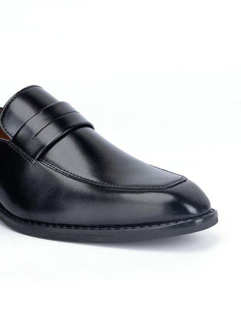 LOUIS STITCH Men Jet Black Formal Slip-On Moccasin Shoes - Image 4