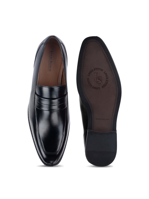LOUIS STITCH Men Jet Black Formal Slip-On Moccasin Shoes - Image 6