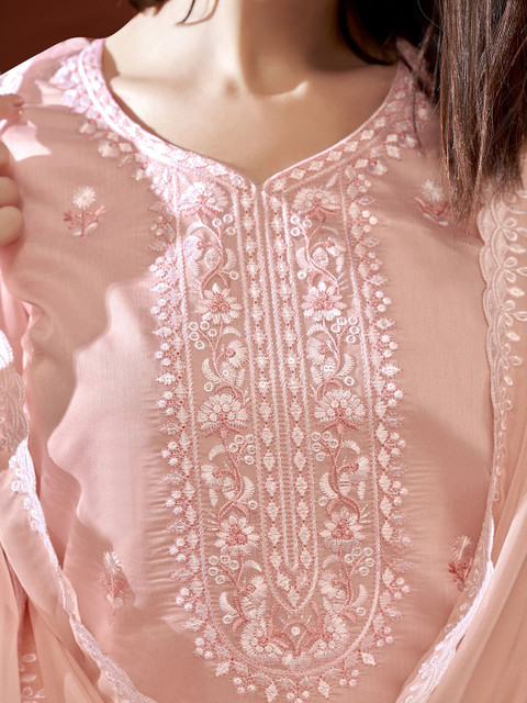 Anouk Women Floral Embroidered Regular Thread Work Kurta with Trousers & With Dupatta - Image 2