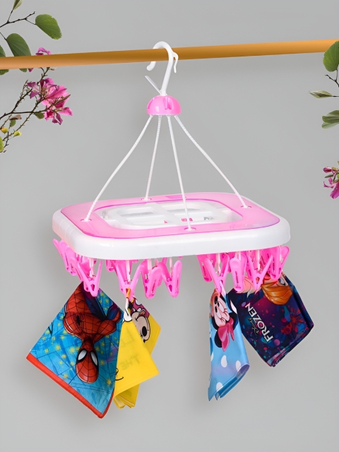 Kuber Industries Pink Set of 1 36 Clips Clothes Plastic Hanger - Image 6
