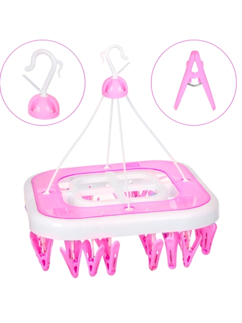 Kuber Industries Set Of 2 With 36 clips at end Pink Plastic Hanger - Image 4