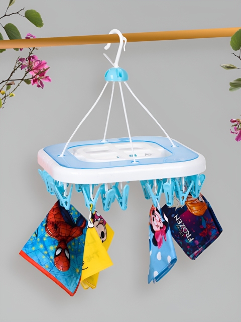Kuber Industries Blue & White Set of 1 36 Clips Clothes Plastic Hanger - Image 6