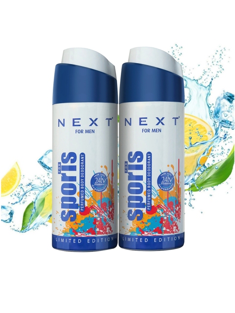 NEXT CARE Men Set of 2 Sports Long Lasting Perfumed Body Deodorant - 150 ml each