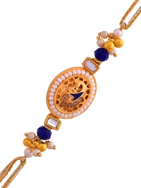 Aapno Rajasthan Elegant Beads Kundan Oval Designed Rakhi - Image 3