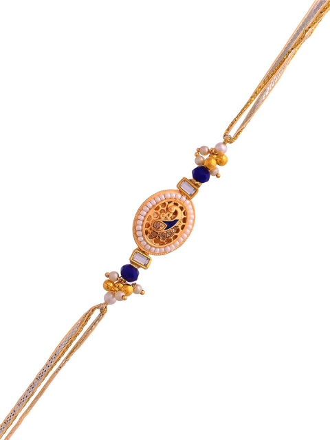 Aapno Rajasthan Elegant Beads Kundan Oval Designed Rakhi - Image 2