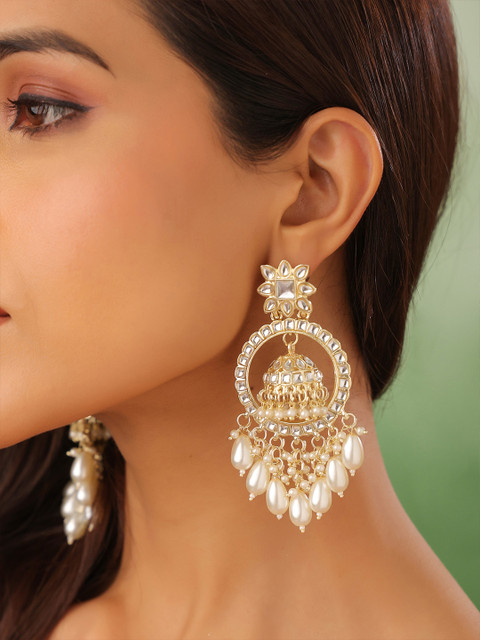 Yellow Chimes Contemporary Jhumkas Earrings - Image 5