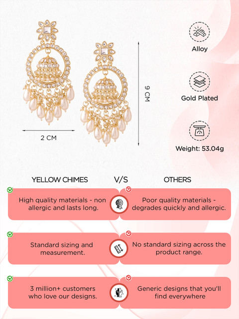 Yellow Chimes Contemporary Jhumkas Earrings - Image 6