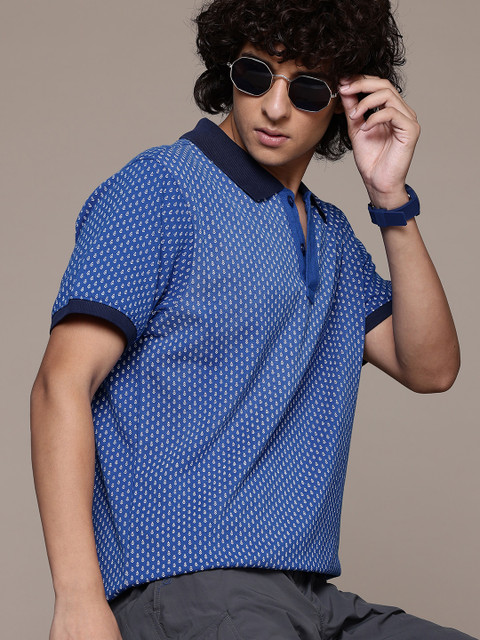 Roadster Men Printed Polo Collar Pure Cotton T-shirt