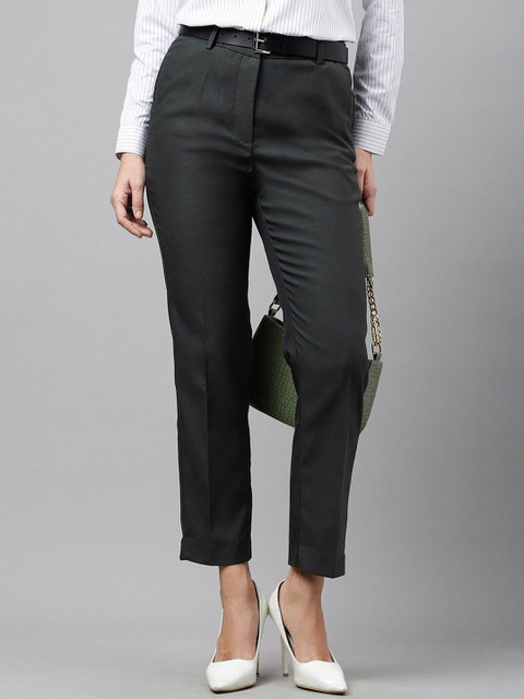English Navy Women Slim Fit Wrinkle Free Formal Trousers