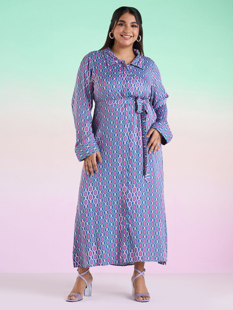 Big Hello - The Plus Life Print Shirt Maxi Dress