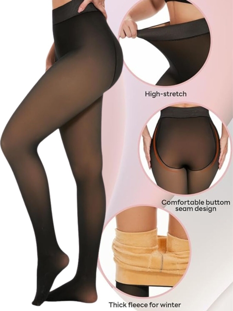 Yuneek Fake Transparent Fleece Thigh High Stockings - Image 3