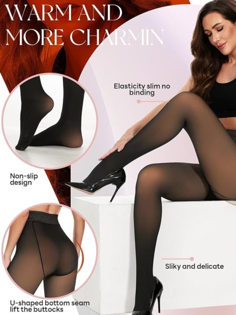 Yuneek Fake Transparent Fleece Thigh High Stockings - Image 4