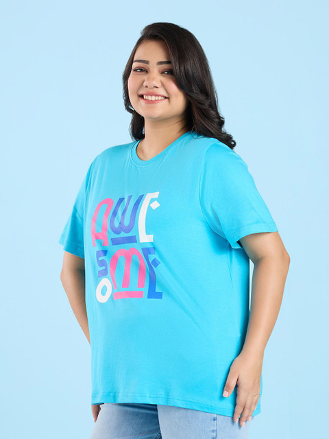 Big Hello - The Plus Life Women Typography Printed Round Neck Pure Cotton T-shirt - Image 4