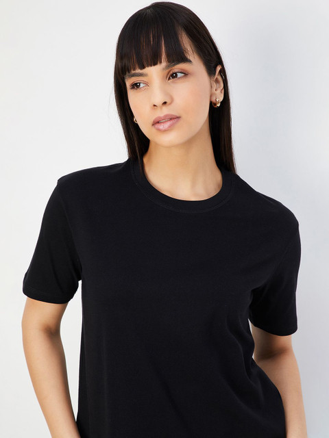 max Women Drop-Shoulder Sleeves Raw Edge T-shirt