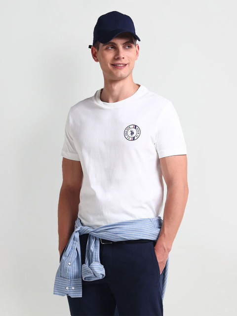 U.S. Polo Assn. Denim Co. Men Solid Round Neck Slim Fit T-shirt