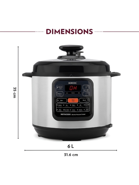 BOROSIL Black Stainless Steel Electric Pressure Cooker - Image 3