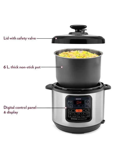 BOROSIL Black Stainless Steel Electric Pressure Cooker - Image 5