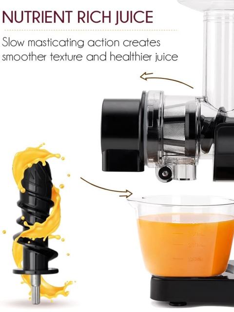 BOROSIL NutriRich Black 200 W Motor 85 RPM Slow Juicer With Masticating Technology - Image 3