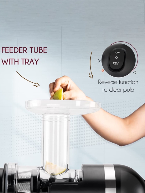 BOROSIL NutriRich Black 200 W Motor 85 RPM Slow Juicer With Masticating Technology - Image 4