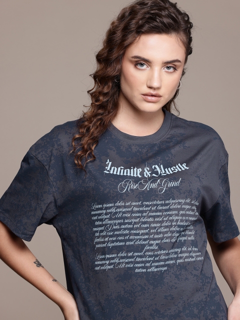 The Roadster Lifestyle Co. Printed Oversized Pure Cotton T-shirt