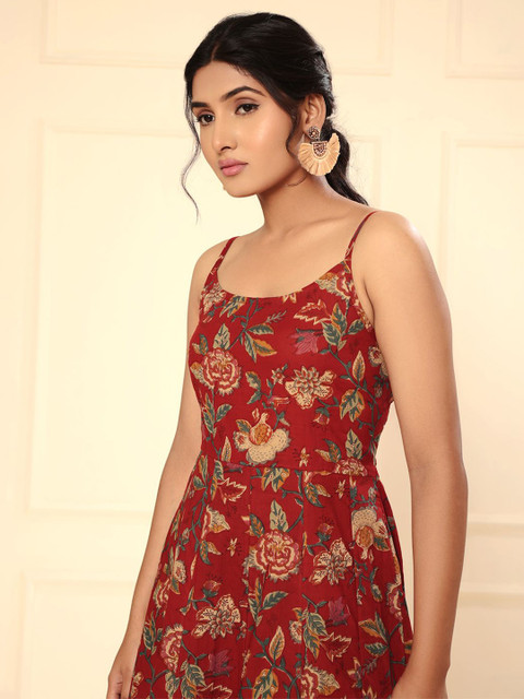 ARAVALII Floral Printed Fit & Flared Dress - Image 2