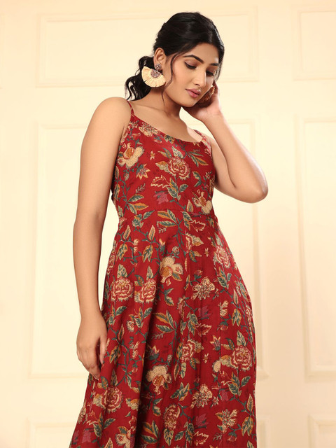 ARAVALII Floral Printed Fit & Flared Dress - Image 6