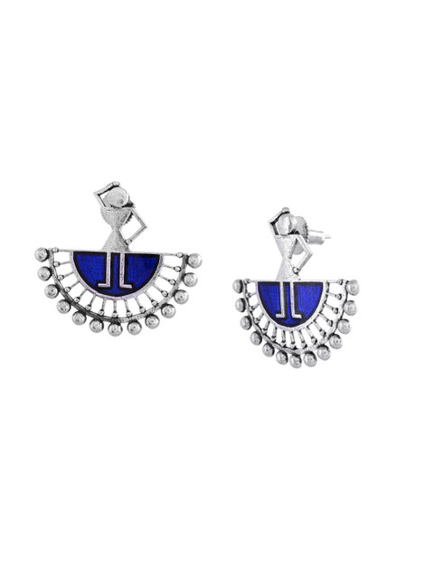 Voylla Silver-Plated Warli Contemporary Drop Earrings - Image 3