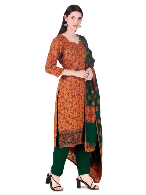 FEMLOOM Paisley Printed Woolen Unstitched Dress Material - Image 3