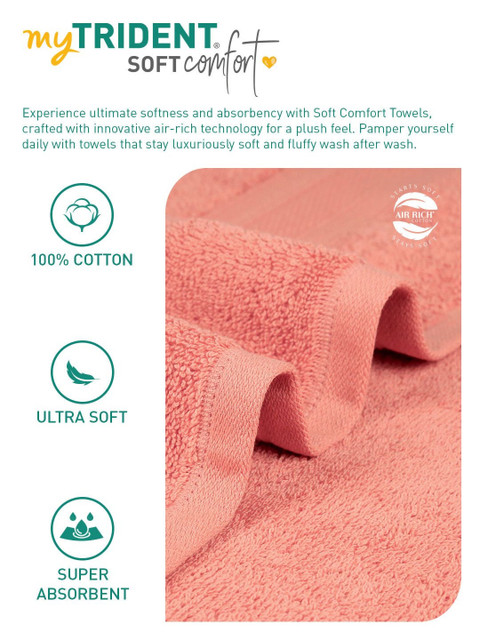 MYTRIDENT Soft Comfort Coral 6 Pieces Pure Cotton 500 GSM Towel Set - Image 6