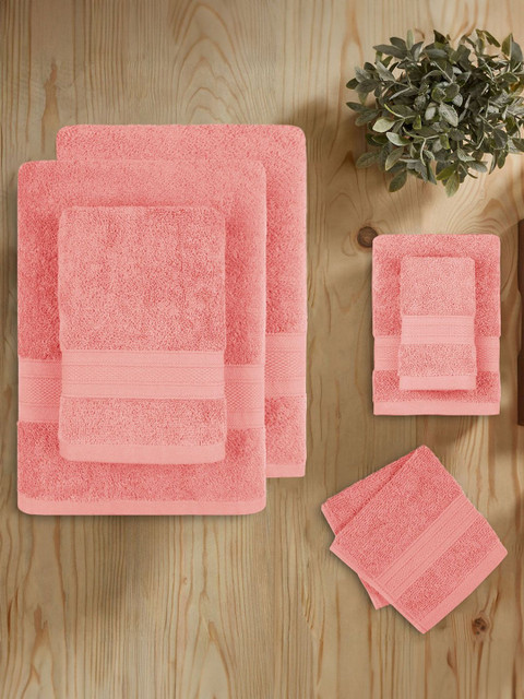 MYTRIDENT Soft Comfort Coral 6 Pieces Pure Cotton 500 GSM Towel Set - Image 3