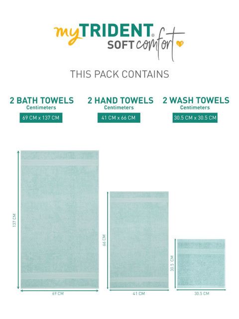 MYTRIDENT Blue 6 Pieces Pure Cotton 500 GSM Towel Set - Image 7