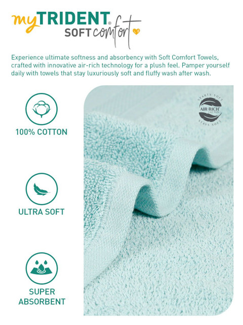 MYTRIDENT Blue 6 Pieces Pure Cotton 500 GSM Towel Set - Image 6