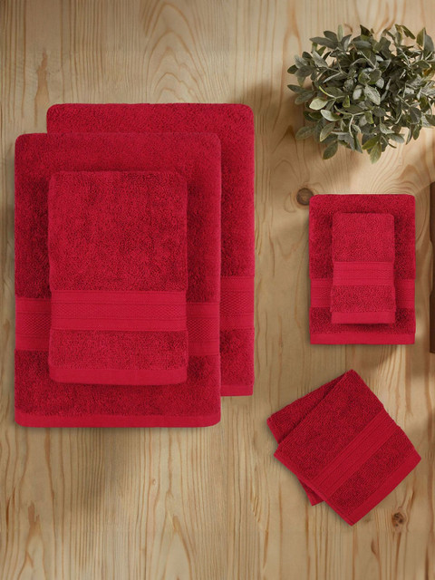 MYTRIDENT Soft Comfort Red 6 Pieces Pure Cotton 500 GSM Towel Set - Image 3