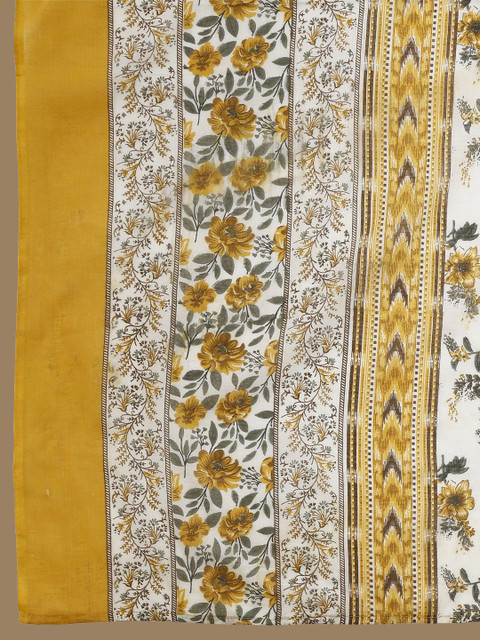 KALINI Floral Printed Pure Cotton Anarkali Kurta With Trousers & Dupatta - Image 4