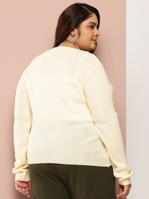 Sztori Plus Size Ribbed Acrylic Cardigan - Image 4
