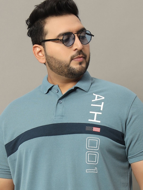 OGEN Men Plus Size Typography Printed Polo Collar T-shirt - Image 5